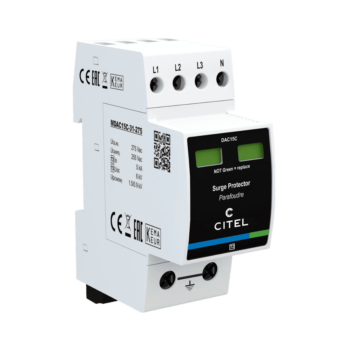Parafoudre AC Citel DAC15CS-31-275 - Type 2+3 - 3-Phases+N