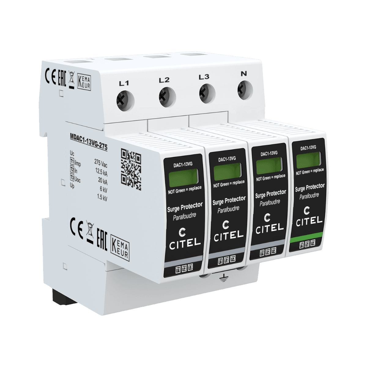 Parafoudre AC Citel DAC1-13VGS-31-275 - 3-Phases+N