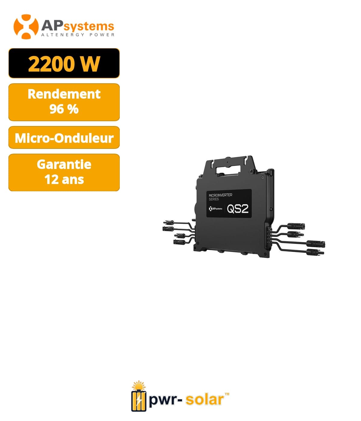 APSYSTEMS - Micro-onduleur QS2 monophasé (2200VA) - compatible avec la gamme DS3