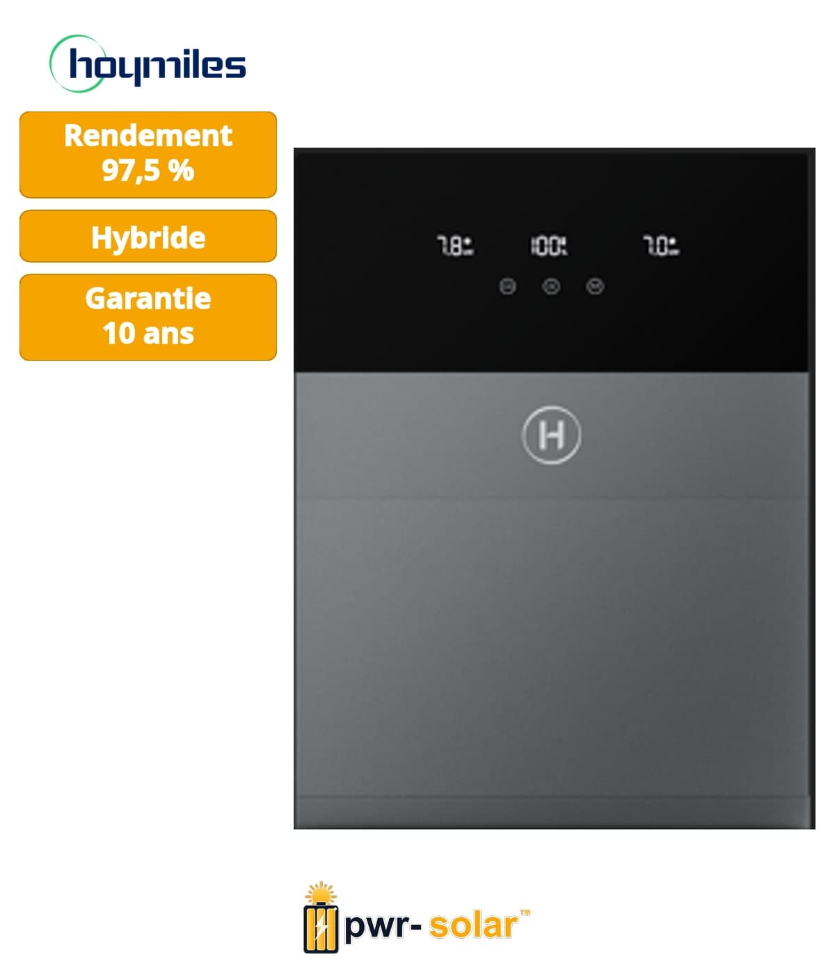 HOYMILES – HiOne – Système tout-en-un avec onduleur monophasé hybride 8kW, batterie de 8kWh et accessoires.