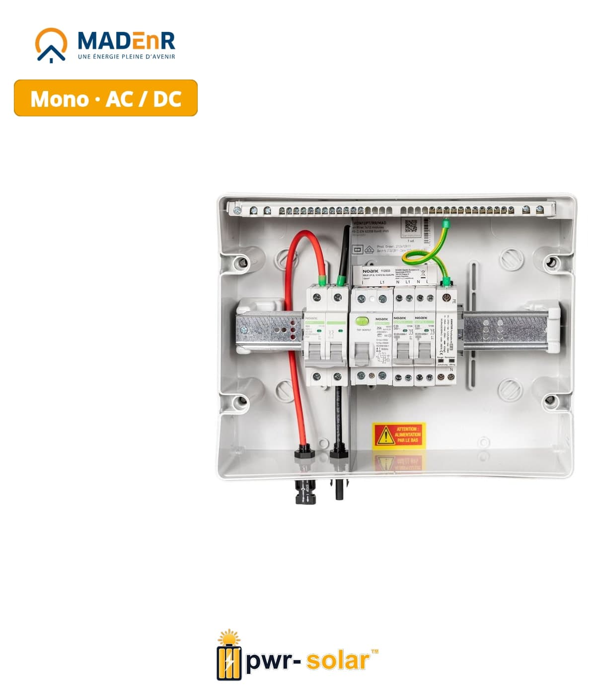 MADEnR - Coffret PV AC/DC 3kW monophasé – 1 String – 1MPPT – Parafoudre AC – Diff 300mA