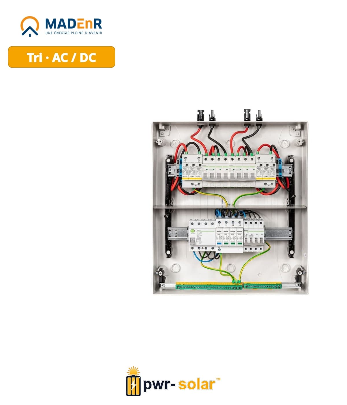 MADEnR - Coffret PV AC/DC 9kW triphasé – 2 String – 2MPPT – Parafoudre AC – Diff 300mA