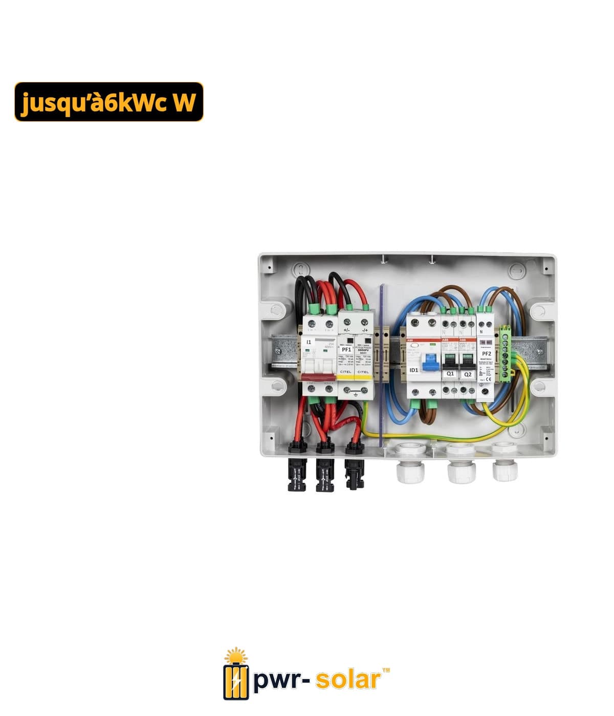TECHNIDEAL - Coffret PV AC/DC 6kW monophasé – 2 String – 1MPPT – Parafoudre AC – Diff 300mA