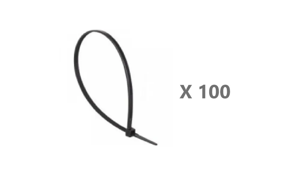 Collier de câblage - 300 x 4,8 mm noir résistant aux UV x 100 pcs