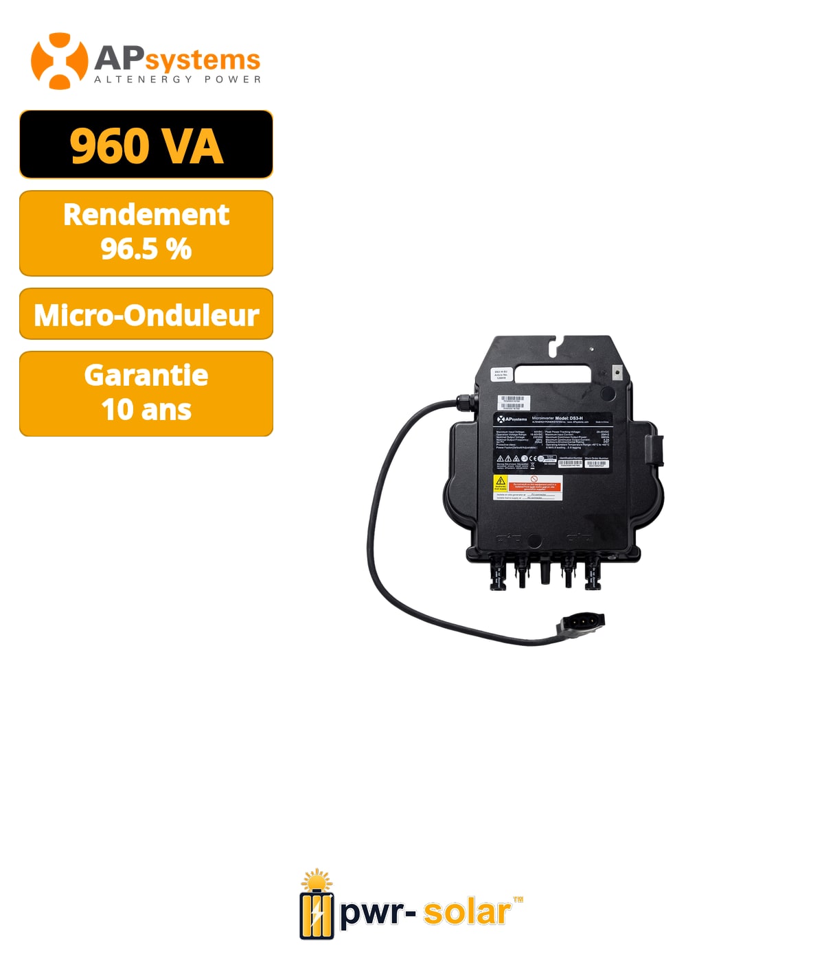 APSYSTEMS - Micro-onduleur DS3H-EU monophasé (960VA)