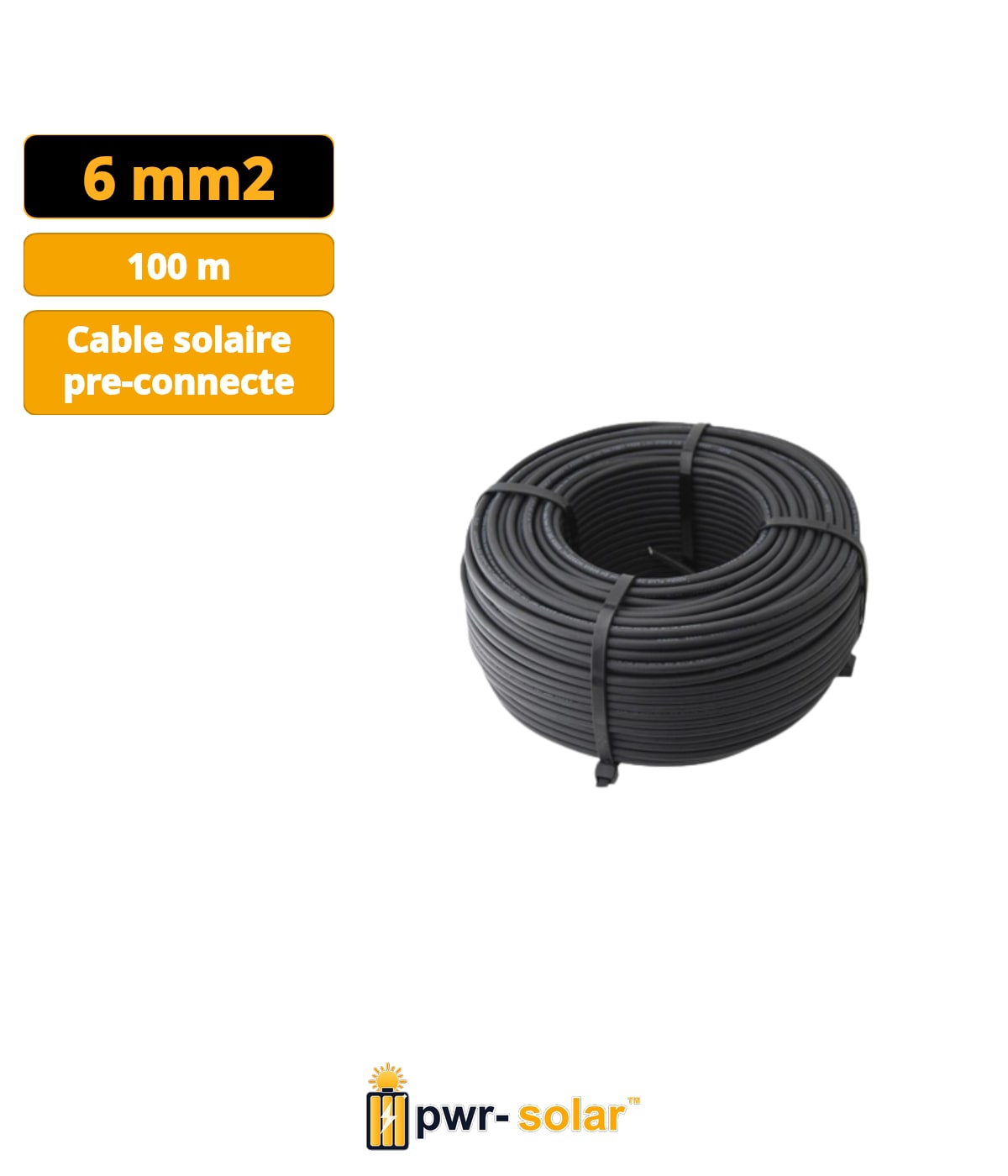 Cable solaire MC4 6 mm2 100 m H1Z2Z2-K noir