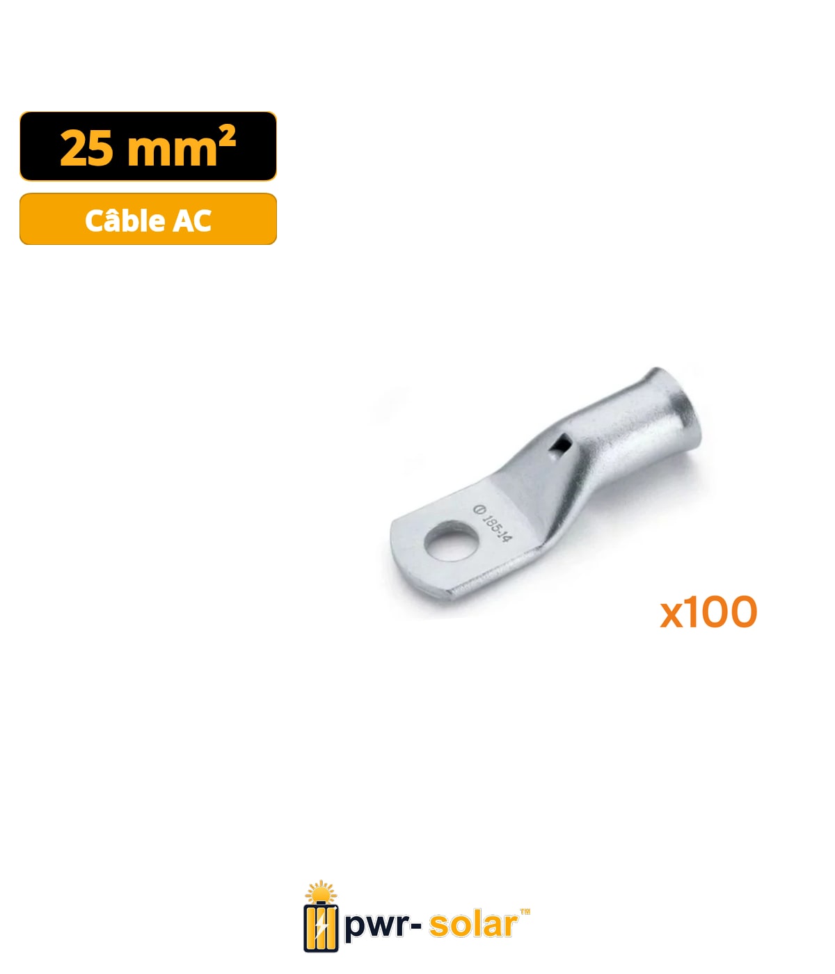 COSSE TUBULAIRE - CUIVRE NFC 20-130 - SECTION - 25mm² - diam. 10mm (100 pcs)