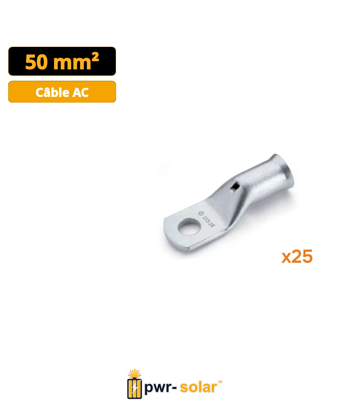 COSSE TUBULAIRE - CUIVRE NFC 20-130 - SECTION - 50mm² - diam. 12mm (25 pcs)