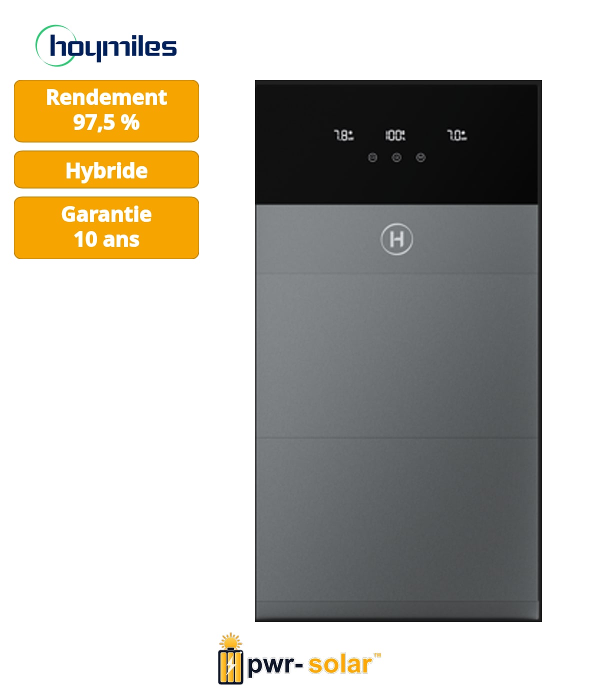 HOYMILES – HiOne – 10 kW/16kWh - Système tout-en-un triphasé avec avec onduleur hybride de 10kW et 2 x batteries de 8kWh et accessoires.