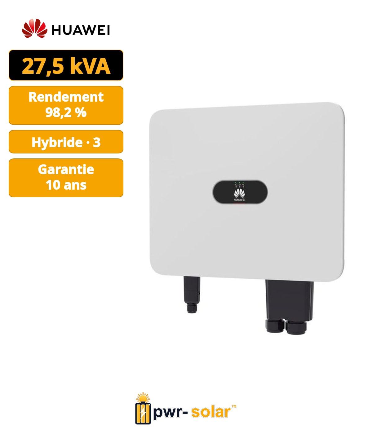 HUAWEI - Onduleur SUN5000-25K-MB0 uniquement compatible avec optimiseurs - Onduleur triphasé 25kw 2MPPT Hybride