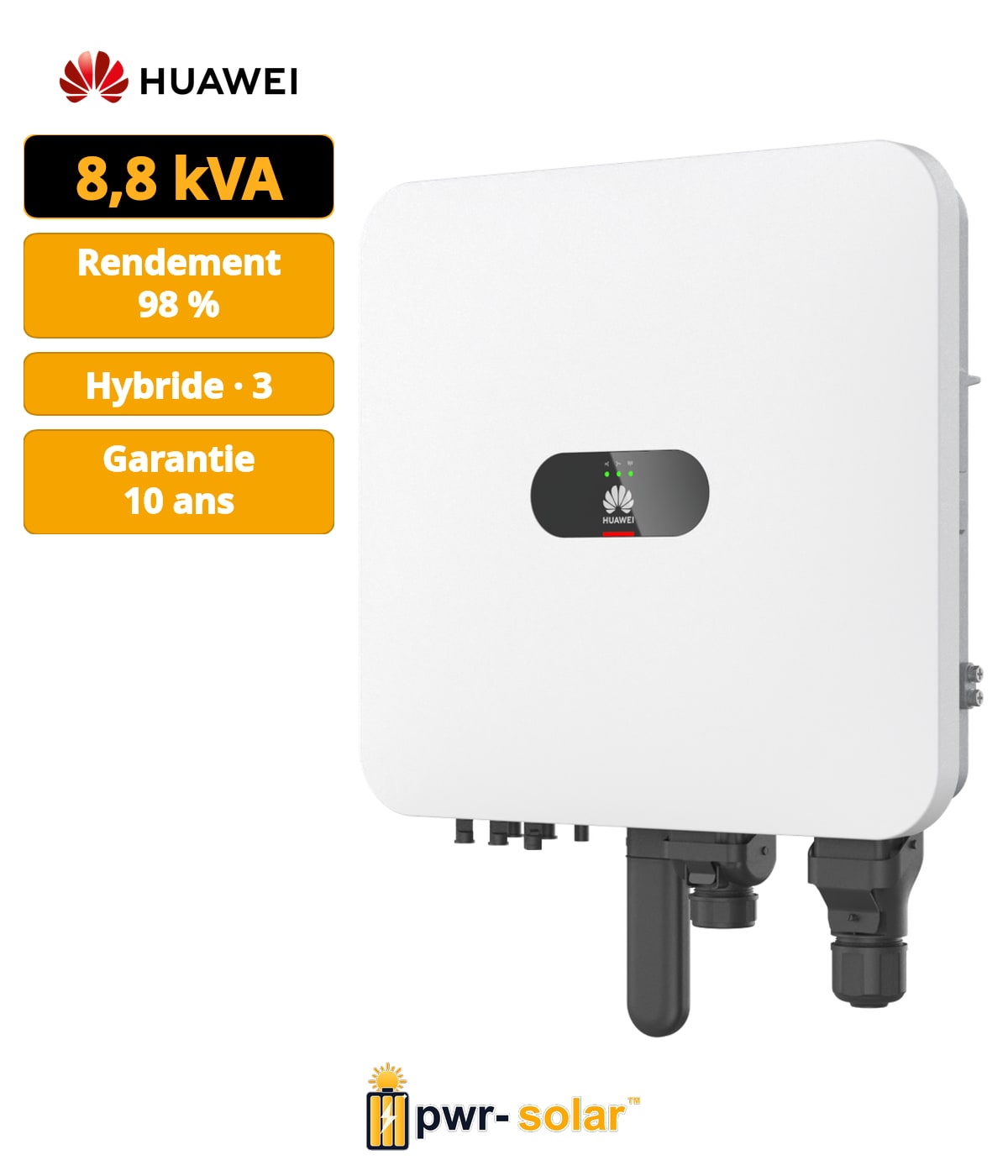 HUAWEI - Onduleur triphasé 8kW à sorties asymétriques uniquement compatible avec optimiseurs - SUN5000-8K-MAP0 - 2MPPT
