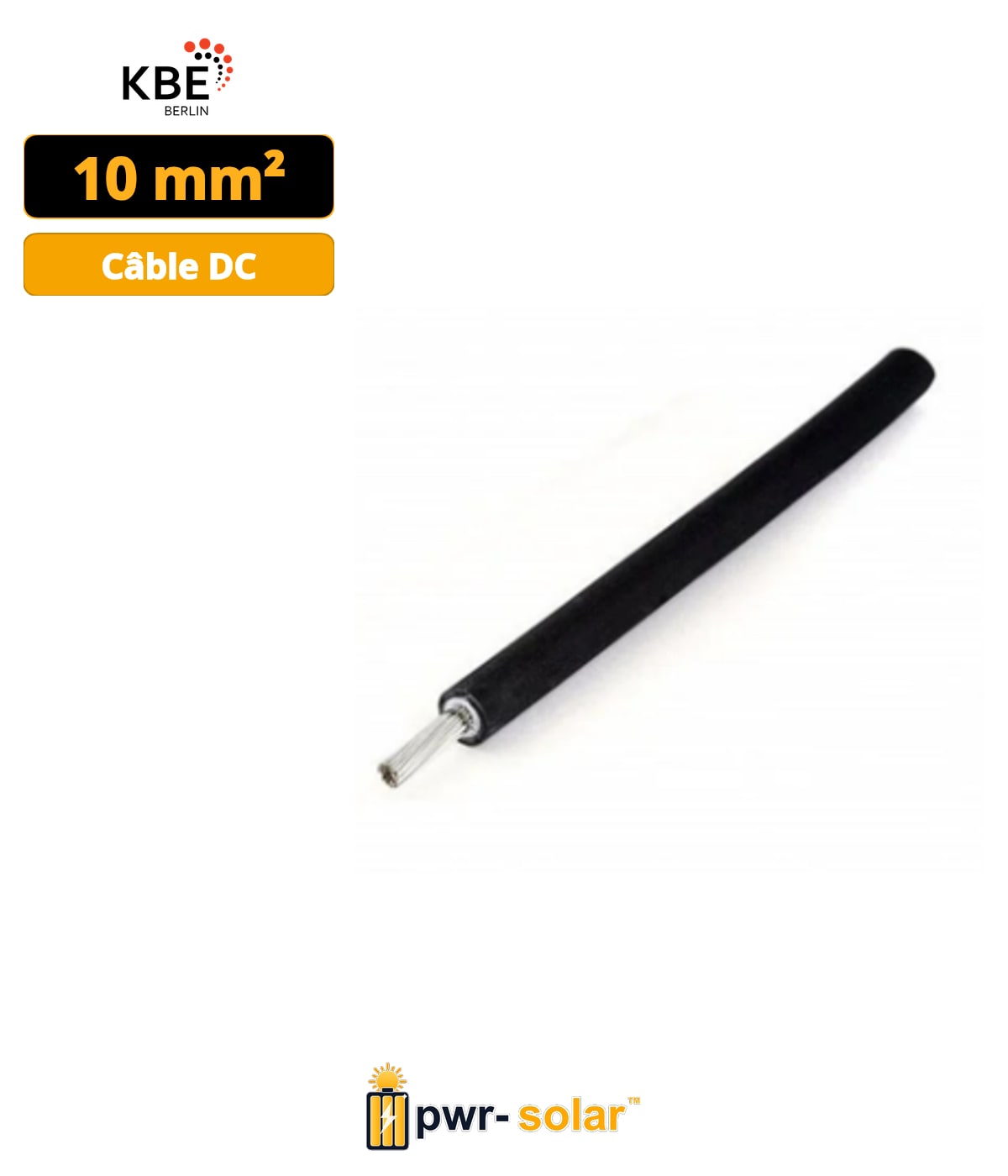 KBE - Câble solaire NOIR touret 500m 10mm² SOLAR DB+ H1Z2Z2-K