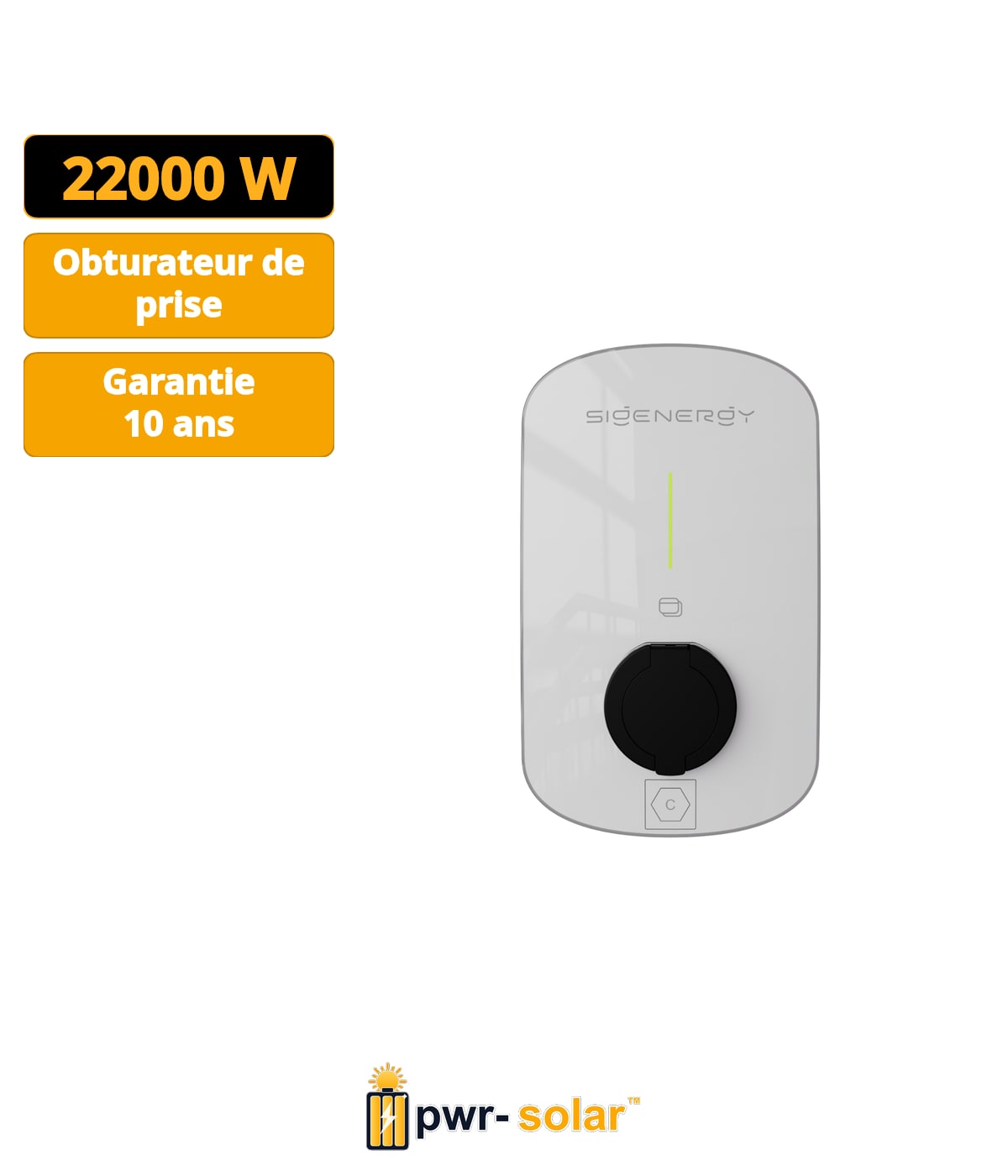 Sigenergy Sigen Chargeur EV CA 22kW (4G, prise T2 avec obturateur, Blanc)