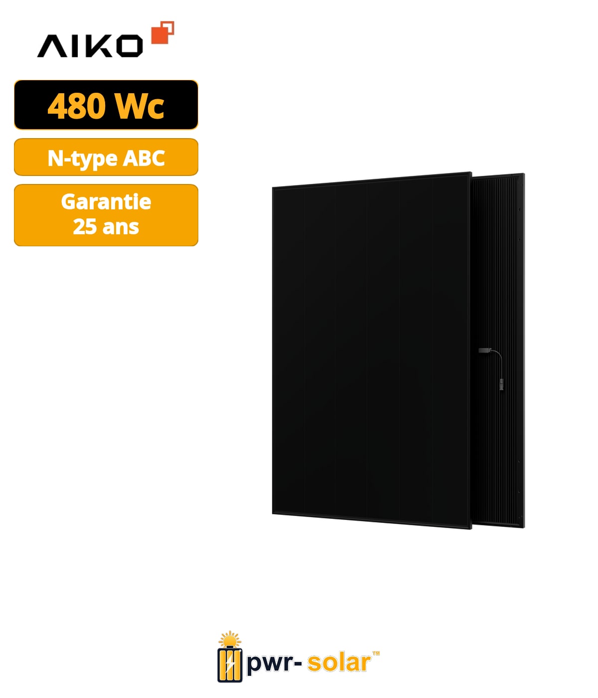 AIKO Neostar N-Type ABC 480W Full Black verre-verre (GEN 3) Panneau solaire (MC4-EVO2)