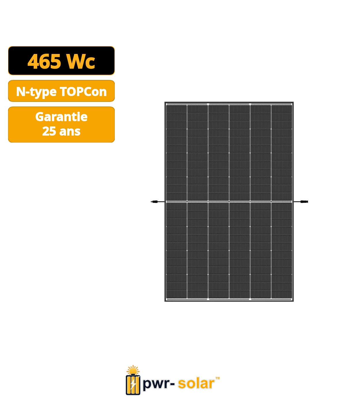 Trina Vertex S+ N-Type Dual Glass 465W - Triple-Cut 1500V Cadre Noir Panneau Solaire