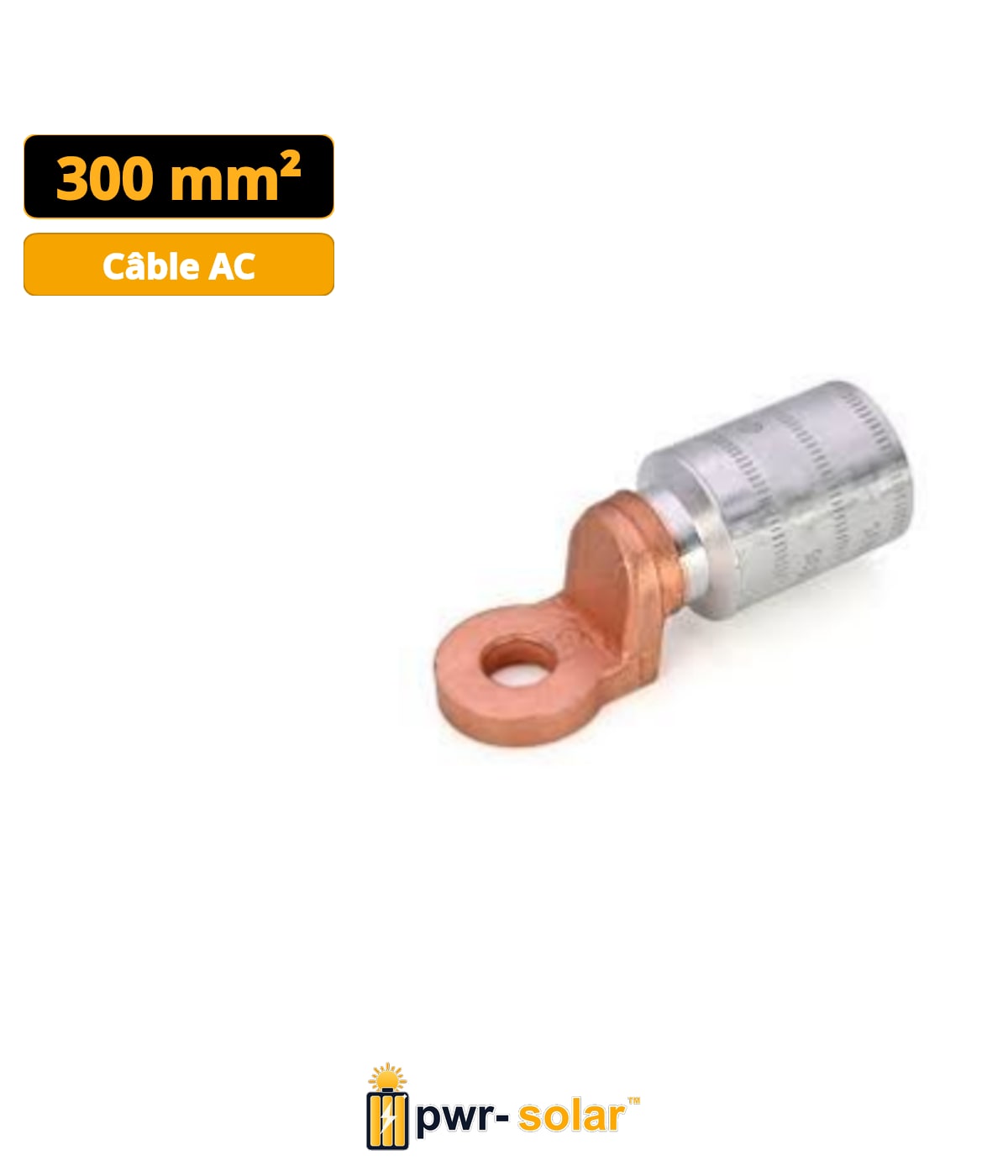 SORECA - COSSE ALU/CUIVRE FÛT COURT - SECTION - 300mm² diam. 14mm rétreint hexagonal