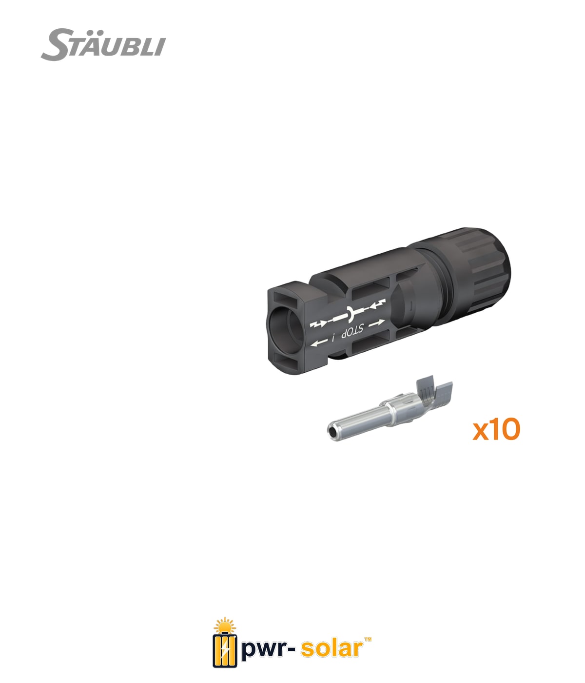 STÄUBLI - Connecteurs mâle MC4 Sachet de 10 - KBT4/6X-UR - section de câble 4-6 mm² - Diam extérieur câble 5,5 à 7,4mm.