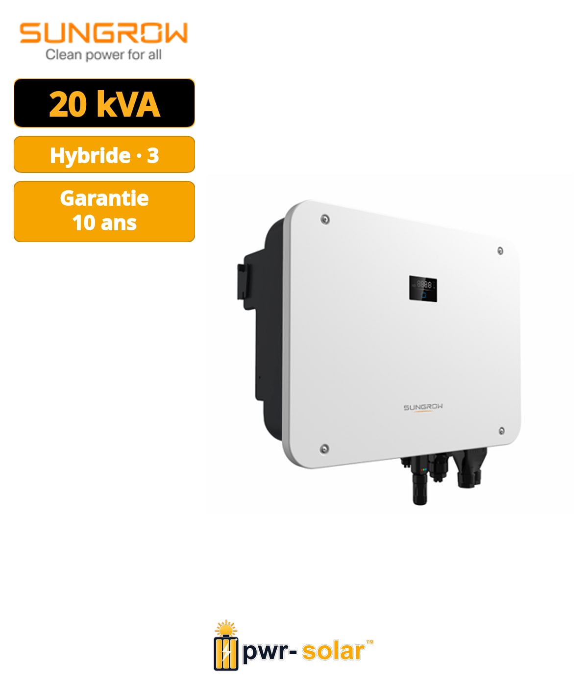 SUNGROW - Onduleur triphasé hybride SH20T V11 (inclus winet-S2 et DTSU666-20)