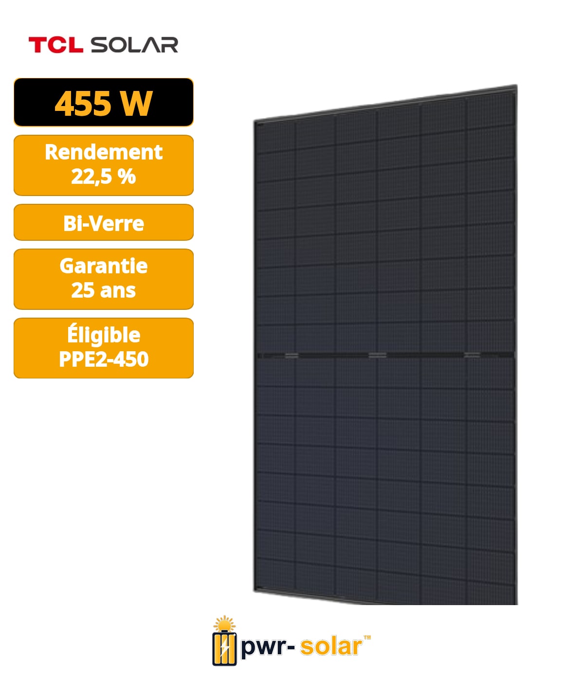 TCL - Module N-TYPE Bi-Facial 455Wc avec Bilan carbone PPE2