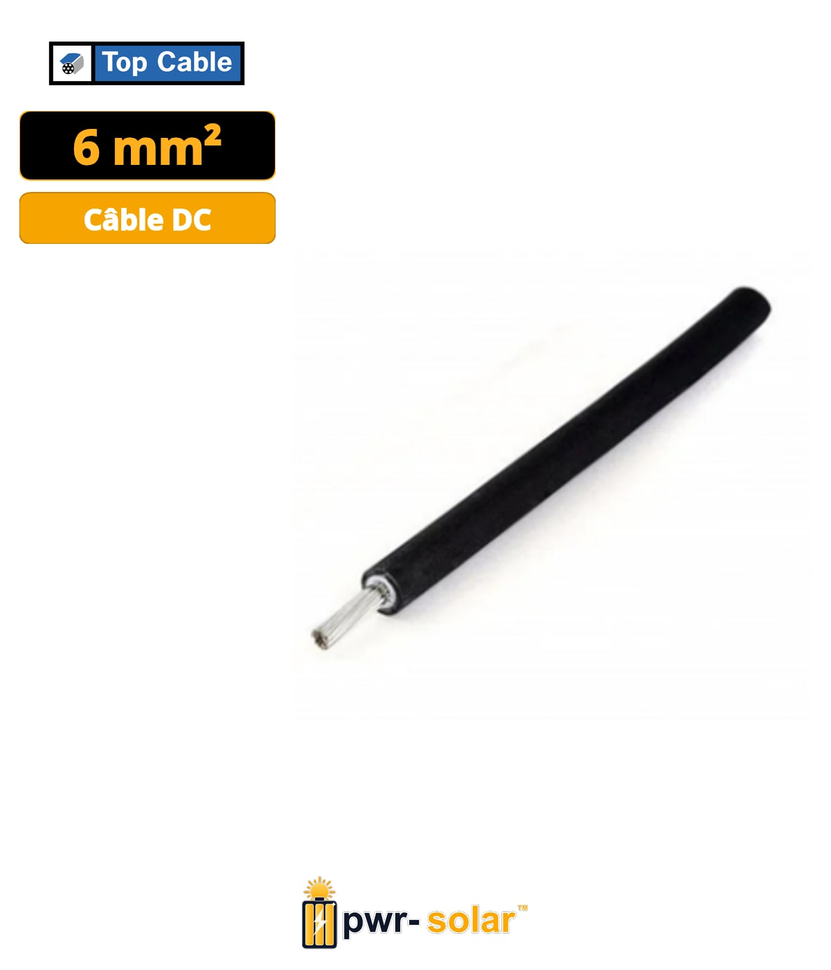 TOP CABLE - Touret 500m Câble solaire noir 6mm² TOPSOLAR H1Z2Z2-K 1x6mm2 1500V Euroclasse Cca