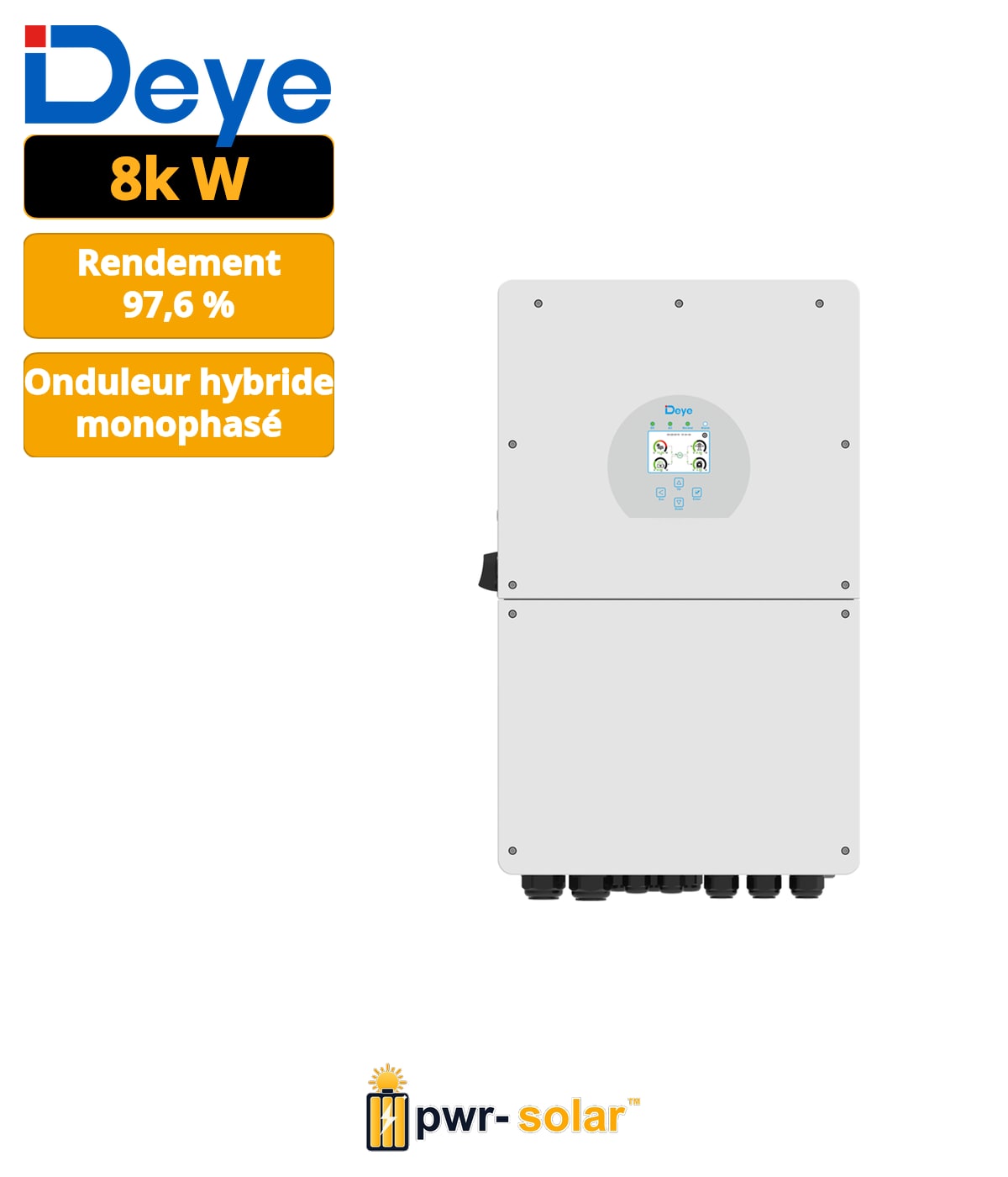 Deye 8 kW SUN-8K-SG01LP1-EU – Onduleur hybride monophasé